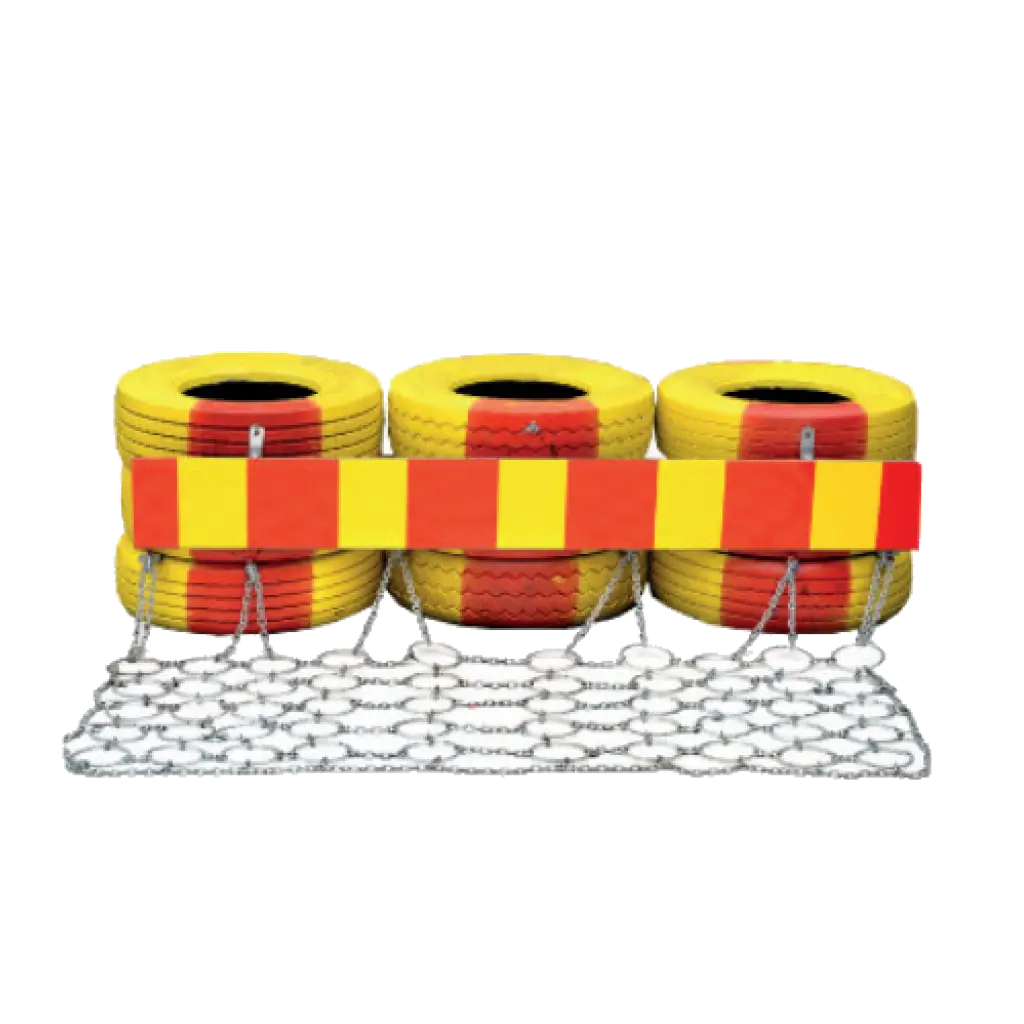 Trafikbuffert med däck, skylt samt galler