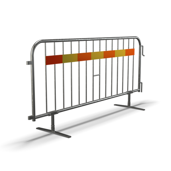 Galvad grind med orangea och gula detaljer